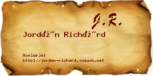 Jordán Richárd névjegykártya