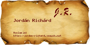 Jordán Richárd névjegykártya